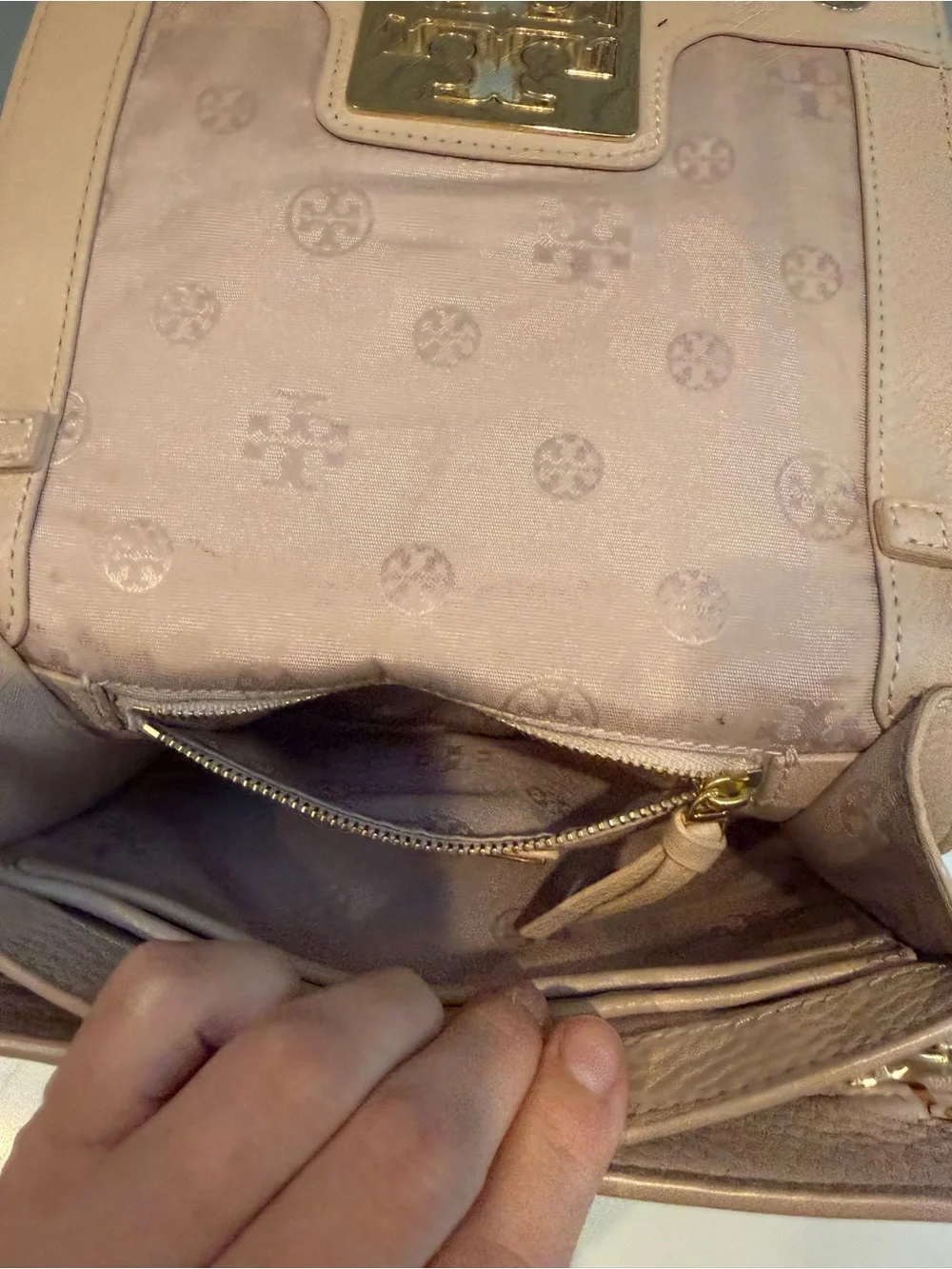 Tory Burch Kira Small Leather Crossbody - Taupe